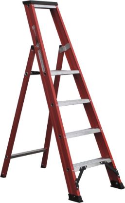 Afbeeldingen van KELFORT Plateautrap ALU/rood 4 treden 1M