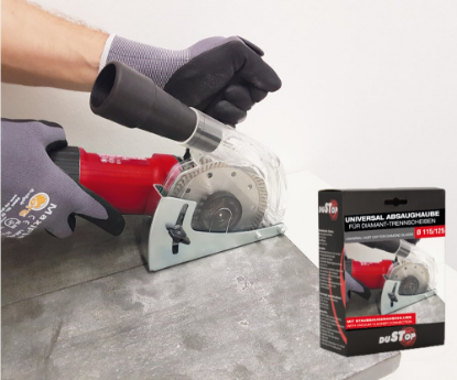 Afbeeldingen van ROTEC DUSTOP universele afzuigkap t.b.v. diamantzaagbladen 115&125MM