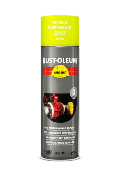 Afbeeldingen van RUST-OLEUM HARD HAT® Deklaag fluorescerend geel 500ML
