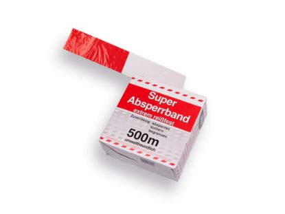 Afbeeldingen van Afzetband 500M 8CM breed rood wit trekvast