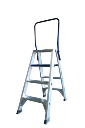 Afbeeldingen van ASC Dubbele trap 4 treden met beugel 1,0M stahoogte
