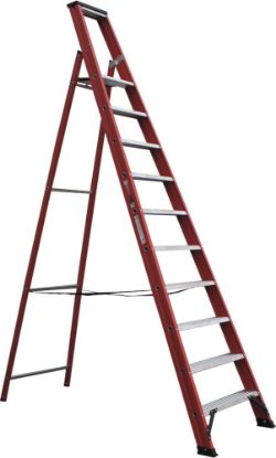 Afbeeldingen van KELFORT Plateautrap ALU/rood 10 treden 2,5M