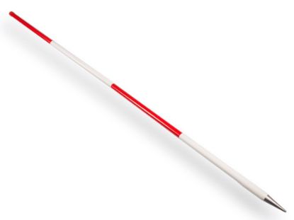 Afbeeldingen van NESTLE Jalonstok 200CM hout met metalen punt bovenkant rood