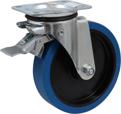 Afbeeldingen van KELFORT Zwenkwiel blauw EV met rollager 200MM + rem