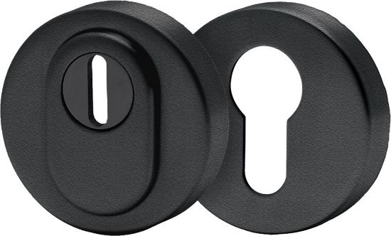 Afbeeldingen van OXLOC Veiligheidsrozet kerntrekbeveiliging + profielcilinder zwart recht 53MM