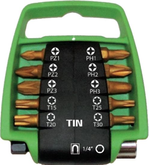 Afbeeldingen van ROTEC Bitclip PRO inclusief bithouder bits PH, PZ en T 11-delig TIN