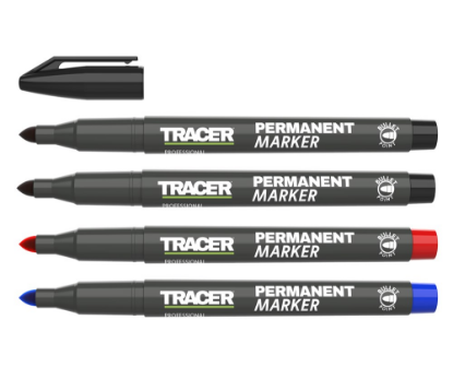 Afbeeldingen van TRACER Permanent marker zwart/blauw/rood 4x