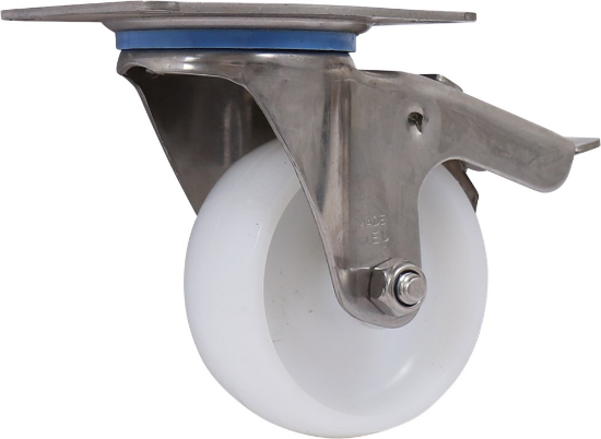 Afbeeldingen van KELFORT Zwenkwiel wit RVS met rollager + rem 80MM