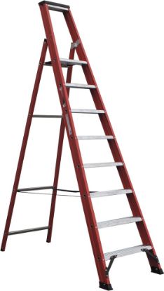 Afbeeldingen van KELFORT Plateautrap ALU/rood 8 treden 2M