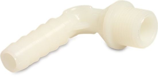 Afbeeldingen van Bocht 90° PA (nylon) wit ⅜"X12MM buitendraad/slangtule 16bar