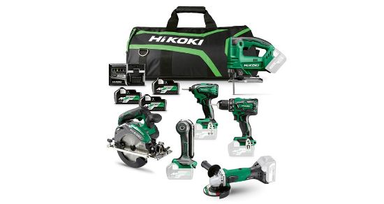 Afbeeldingen van HIKOKI Accu combo pack KC18H6B-MVA3, DS18DBSL + WH18DBSL + C18DBAL + G18DSL + CJ18DA + UB18DJL + 3x accu MV-A + UC18YSL3 in DRAAGTAS