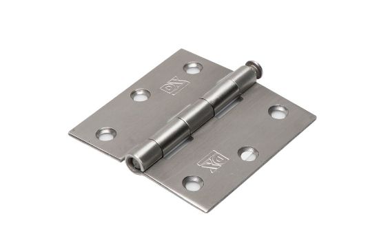Afbeeldingen van DX Scharnier rechte hoeken + losse pen RVS geborsteld 76X76MM