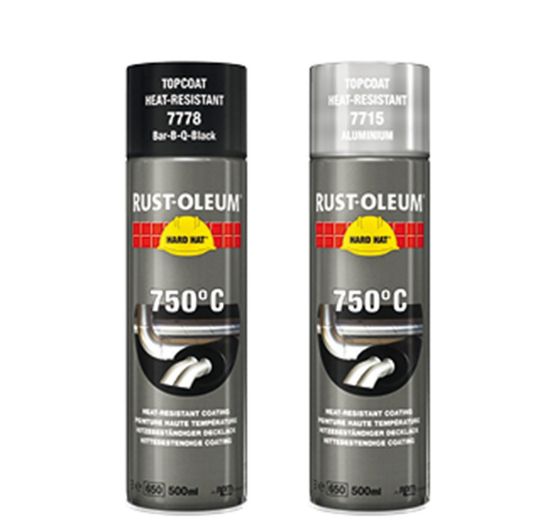 Afbeeldingen van RUST-OLEUM HARD HAT® Hittebestendige coating zwart 750C° 500ML