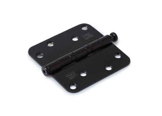 Afbeeldingen van DX Kogellagerscharnier ronde hoeken + pen RVS geborsteld zwart 89X89MM