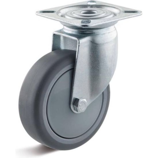 Afbeeldingen van Zwenkwiel massief grijs met plaat 40KG 50MM