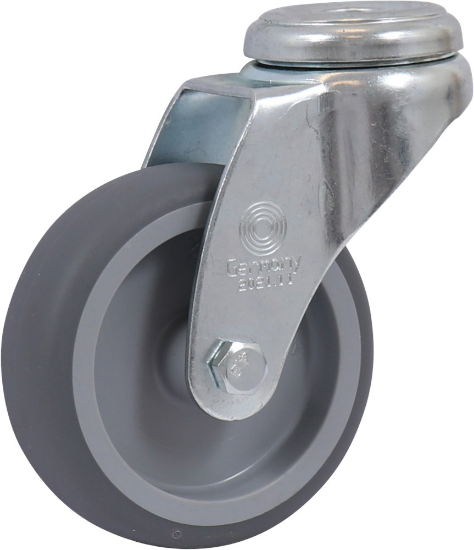 Afbeeldingen van KELFORT Zwenkwiel grijs EV rubber + boutgat 75MM