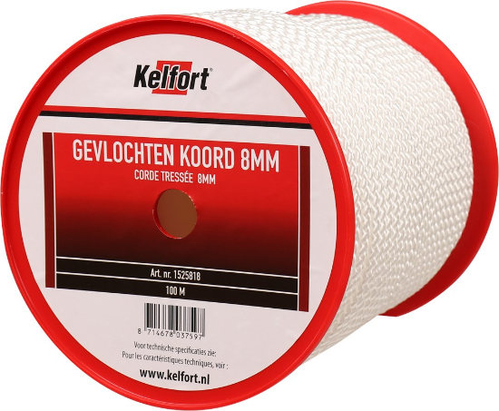 Afbeeldingen van KELFORT Koord gevlochten wit 8MM 100M