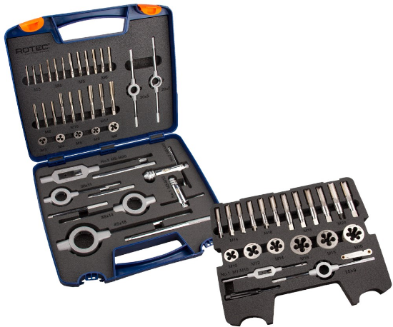 Afbeeldingen van ROTEC Handtappen- en snijplatenset 55-delig M3-M20