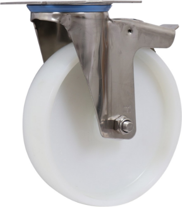 Afbeeldingen van KELFORT Zwenkwiel wit RVS met rollager + rem 200MM