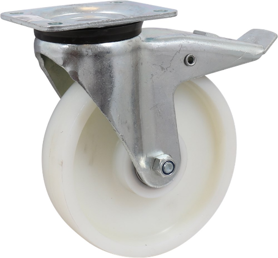 Afbeeldingen van KELFORT Zwenkwiel wit EV met kogellager + rem 200MM