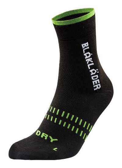 Afbeeldingen van BLÅKLÄDER Sokken DRY 2190 zwart/neongroen 36-39 2x