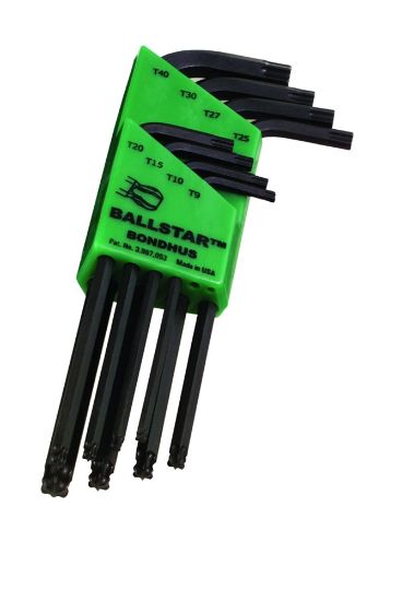 Afbeeldingen van BONDHUS Haakse torxsleutelset kogelkop T9-T40 8x