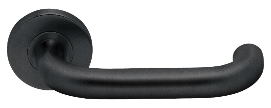 Afbeeldingen van OXLOC Deurkruk + rozet D-model Coevorden RVS zwart ST 37-42MM