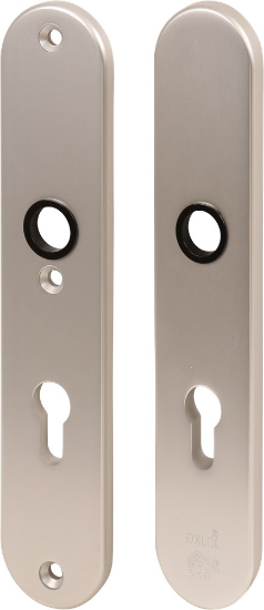 Afbeeldingen van OXLOC Veiligheidslangschild krukgat + profielcilinder binnen/buiten ovaal aluminium PC72 40MM