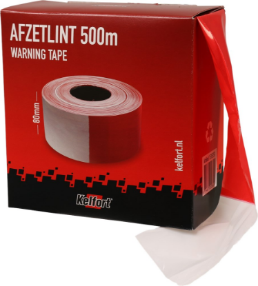 Afbeeldingen van KELFORT Afzetlint PE rood/wit geblokt 80MM 500M
