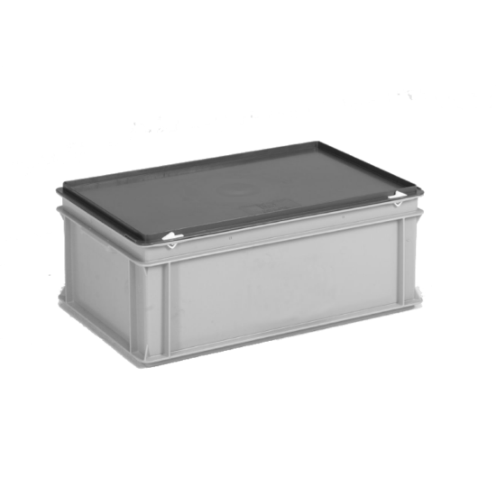 Afbeeldingen van E-LINE Kist met deksel grijs 40L 600X400X235MM