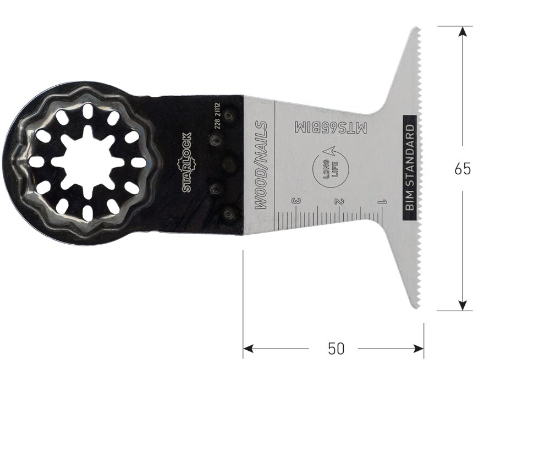 Afbeeldingen van ROTEC Invalzaagblad MTS65 BIM Starlock hout/spijkers 65X50MM 10x