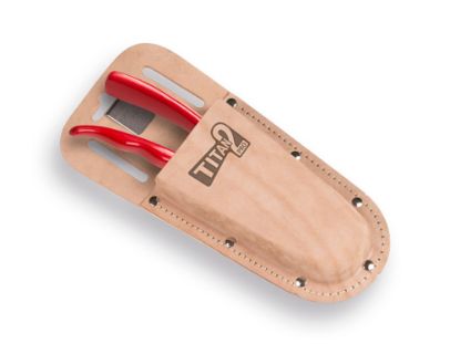 Afbeeldingen van Holster t.b.v. TITAN 2 snoeischaar echt leder met sleuven en clip