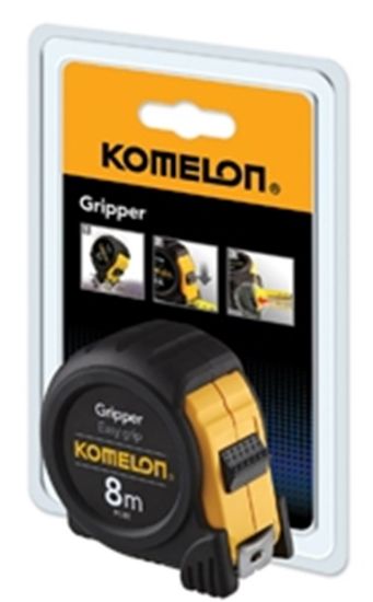 Afbeeldingen van KOMELON Rolmaat Gripper 5M 19MM staal gelakte band in ABS kast/rubber ommanteling