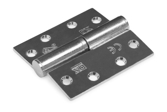 Afbeeldingen van DX Kogelstiftpaumelle rechts rechte hoeken SKG ***® met doorgezette knoop staal VZ 89X89MM