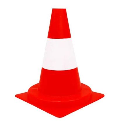 Afbeeldingen van Verkeerspion PVC oranje-wit 320MM