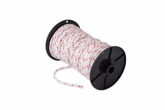 Afbeeldingen van Schootlijn gevlochten PES 10MM wit-rood 80M