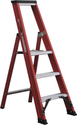 Afbeeldingen van KELFORT Plateautrap ALU/rood 3 treden 0,75M