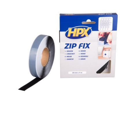 Afbeeldingen van HPX Klittenband Zip Fix (haak) zwart 20MM 5M