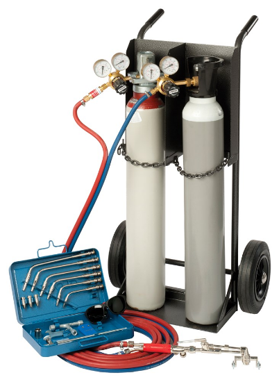 Afbeeldingen van Autogeen las- & snijset 10L inclusief gas- & zuurstofcilinder