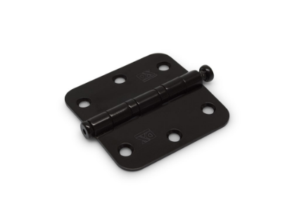 Afbeeldingen van DX Kogellagerscharnier ronde hoeken + pen RVS geborsteld zwart 76X76MM