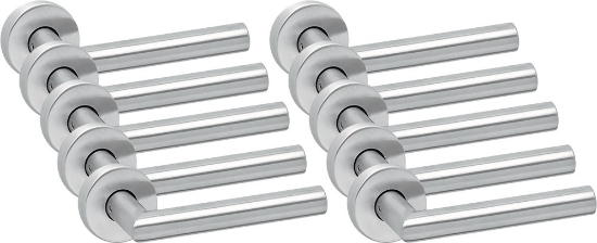 Afbeeldingen van OXLOC Deurkruk + rozet L-model Tilburg RVS PE 37-42MM 10x