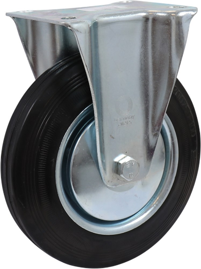 Afbeeldingen van KELFORT Bokwiel EV zwart rubber wiel 200MM plaatafmeting 13MM 205kg