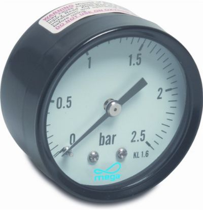 Afbeeldingen van PROFEC Manometer type droog zwart achteraansluiting ⅛" 40MM buitendraad 0-16bar