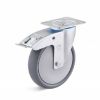 Afbeeldingen van TORWEGGE Zwenkwiel thermoplastic rubber grijs met plaat en rem 80X30MM h=100MM 80kg
