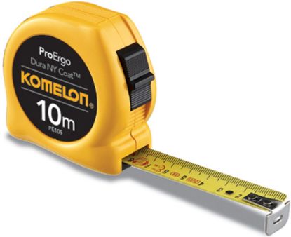 Afbeeldingen van KOMELON Rolmaat ProErgo 10M 25MM staal/nylon gecoate band in gele ABS kast