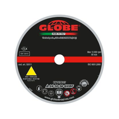 Afbeeldingen van GLOBE Afbraamschijf G0312 A24-30-36-QX RVS 125X6,5X22,2MM