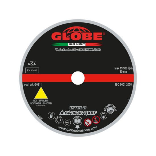 Afbeeldingen van GLOBE Afbraamschijf G0312 A24-30-36-QX RVS 125X6,5X22,2MM