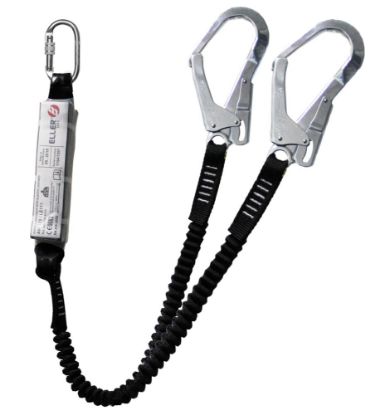Afbeeldingen van ELLERsafe Dubbele elastische vanglijn 2LE111 karabijnhaak/pijphaak 2M 140kg