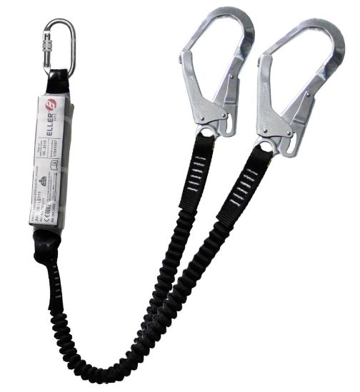 Afbeeldingen van ELLERsafe Dubbele elastische vanglijn 2LE111 karabijnhaak/pijphaak 2M 140kg