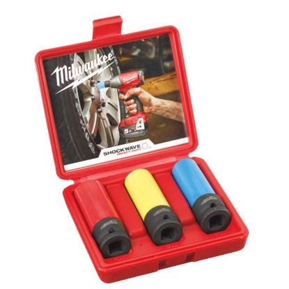 Afbeeldingen van MILWAUKEE Doppenset SHOCKWAVE ½" automotive 17/19/21MM beschermhuls